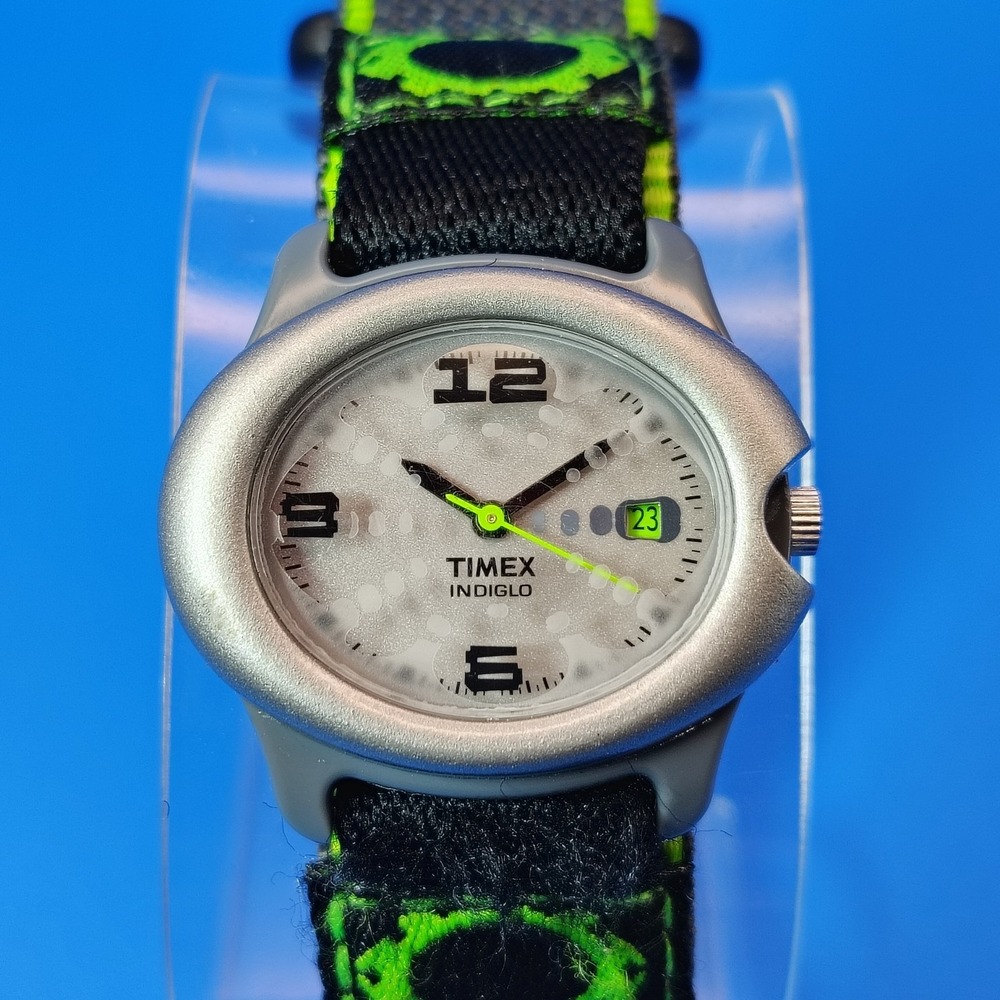 Vintage 1998 Timex Indiglo Y2K Pebble Case Date Quartz Sport Watch Restored
